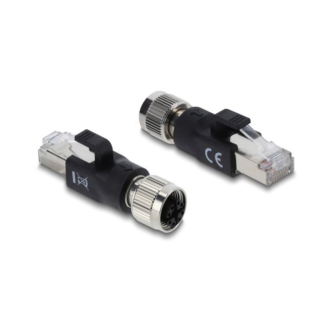 M12 8-pins X-gecodeerd (v) - RJ45 (m) industriële netwerkadapter | CAT6 | PVC
