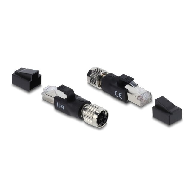 M12 8-pins X-gecodeerd (v) - RJ45 (m) industriële netwerkadapter | CAT6 | PVC
