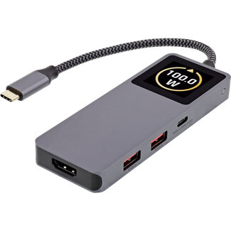 InLine® InLine® USB 3.2 Gen.2 hub, 3x USB-C, 2x USB-A, HDMI 4K, PD 100 W, scherm, grijs