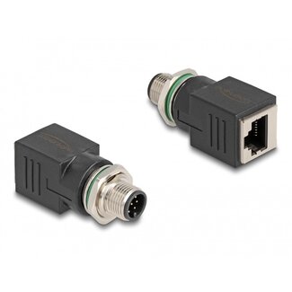 DeLOCK M12 8-pins A-gecodeerd (m) - RJ45 (v) industriële netwerkadapter | inbouw | CAT5e | PUR