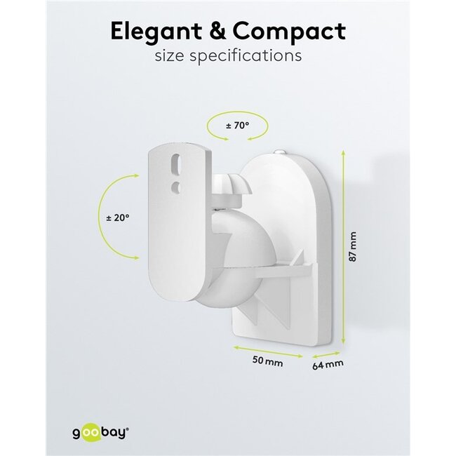 Goobay luidspreker muurbeugel | set van 4 | tot 3,5 kg | wit