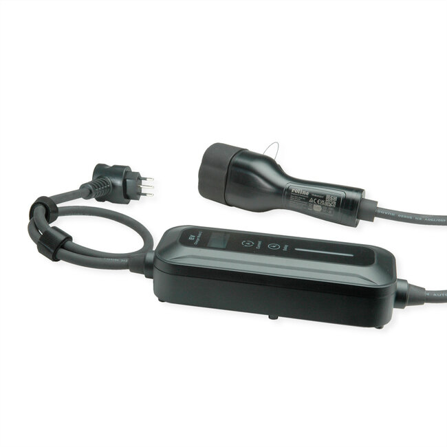 ROLINE Draagbare oplaadkabel voor e-car CEE7/7 - Type2, 1-fase, 250VAC (1P+N+E), 32 A, 7.4 kW, 5 m