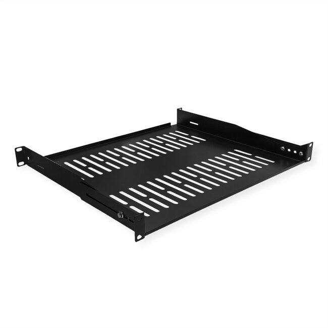 VALUE 19"-Legplank 1 HE, D: 400 mm, max. 25 kg, U-Vorm, zwart