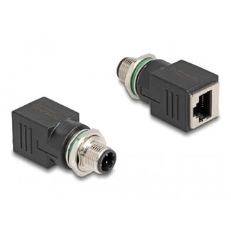 DeLOCK M12 4-pins D-gecodeerd (m) - RJ45 (v) industriële netwerkadapter | inbouw | CAT5e | PUR