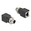 M12 4-pins D-gecodeerd (m) - RJ45 (v) industriële netwerkadapter | inbouw | CAT5e | PUR