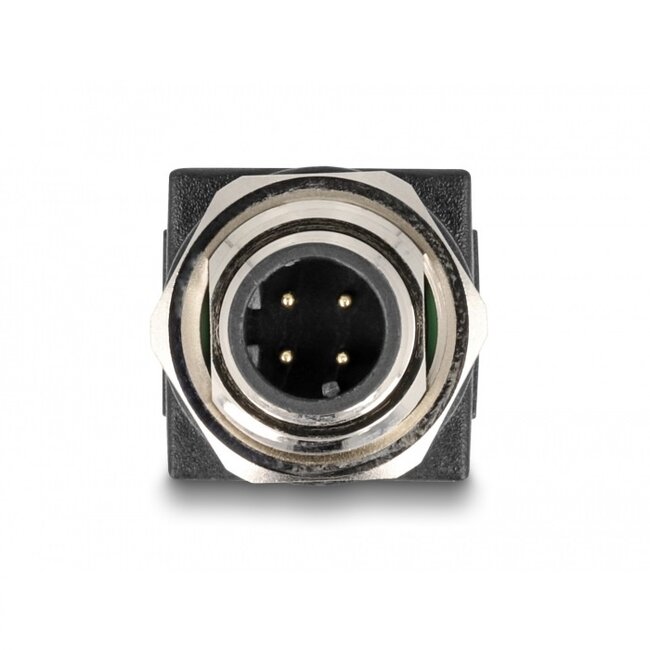 M12 4-pins D-gecodeerd (m) - RJ45 (v) industriële netwerkadapter | inbouw | CAT5e | PUR