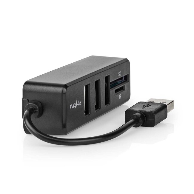 Nedis USB hub met 3 poorten en kaartlezer | busgevoed | USB2.0 | 0,10 meter