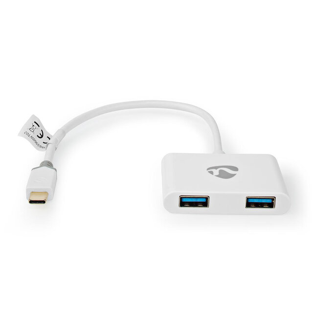 Nedis USB-C hub met 2 poorten | busvoeding | USB3.0 5 Gbps | wit | 0,20 meter