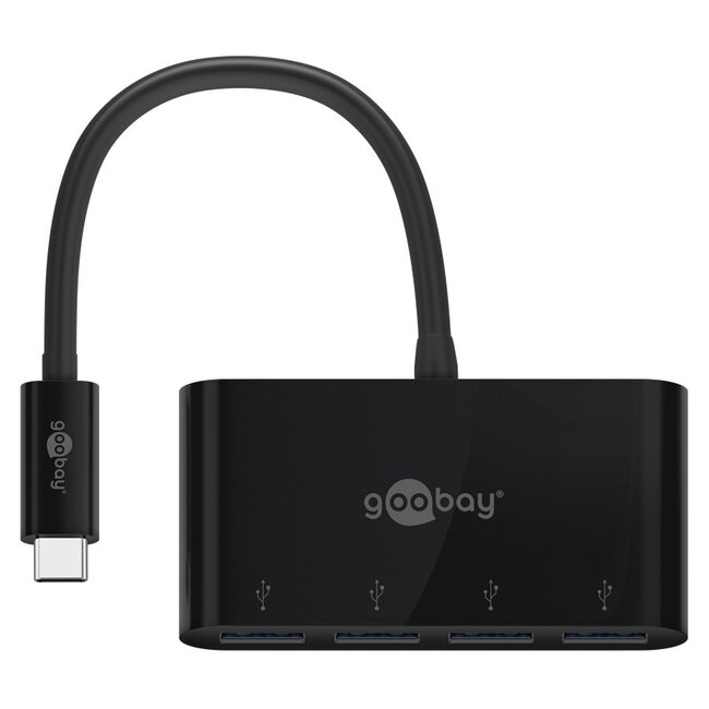 Goobay USB hub (USB-C) | 4x USB-A | USB3.0 5 Gbps | zwart | 0,15 meter