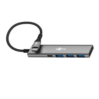 Goobay Goobay USB hub (USB-C) | 3x USB-A + 1x USB-C | USB3.0 5 Gbps | aluminium | 0,10 meter