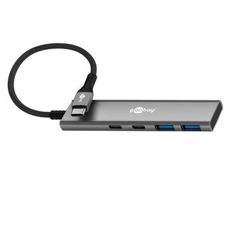 Goobay Goobay USB hub (USB-C) | 2x USB-A + 2x USB-C | USB3.0 5 Gbps | aluminium | 0,10 meter