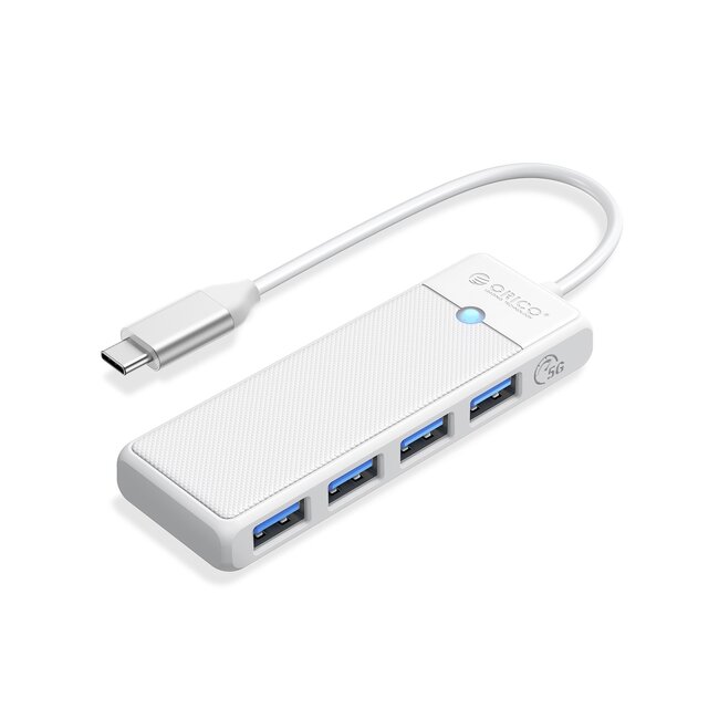 Orico compacte USB-C hub | 4x USB-A | busgevoed | USB3.0 5 Gbps | wit | 0,15 meter
