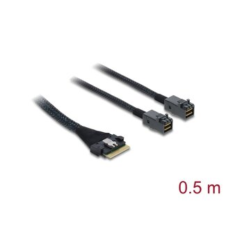 DeLOCK Delock PCIe 4.0 Cable Slim SAS SFF-8654 8i to 2 x Mini SAS HD SFF-8643 0.5 m