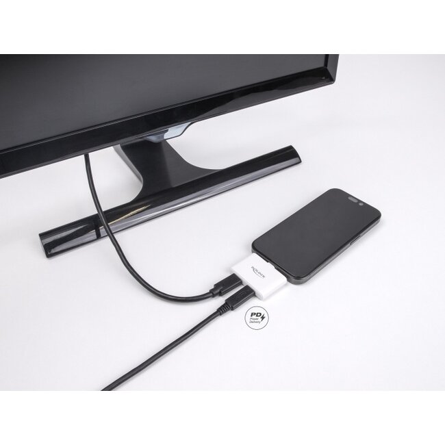 Delock USB Type-C™ Adapter to USB-C™ Data 10 Gbps and Video 4K 60 Hz + USB Type-C™ PD 92 W