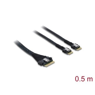 DeLOCK Delock PCIe 4.0 Cable Slim SAS SFF-8654 8i to 2 x Slim SAS SFF-8654 4i 0.5 m