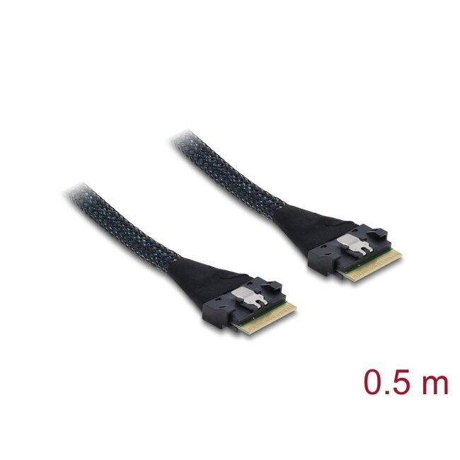 Delock PCIe 4.0 Cable Slim SAS SFF-8654 8i to Slim SAS SFF-8654 8i 0.5 m