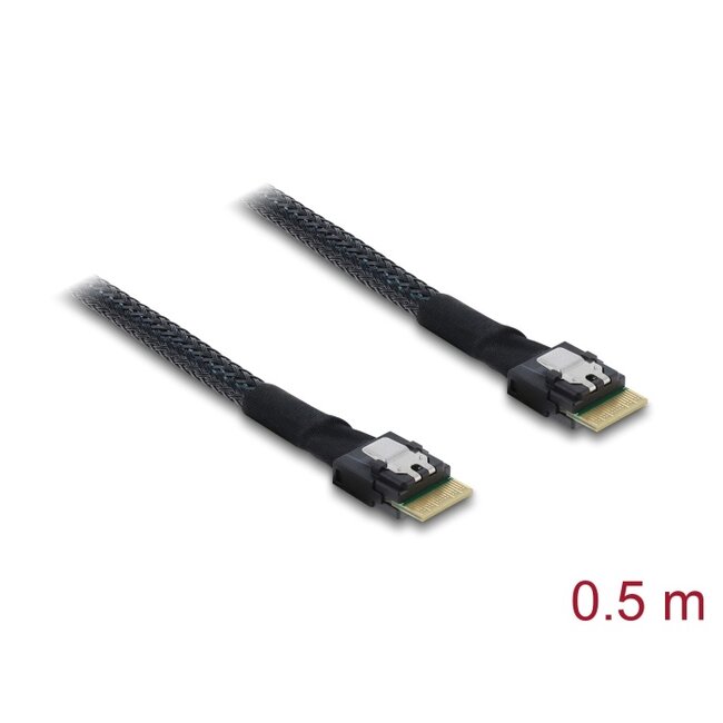 Delock PCIe 4.0 Cable Slim SAS SFF-8654 4i to Slim SAS SFF-8654 4i 0.5 m