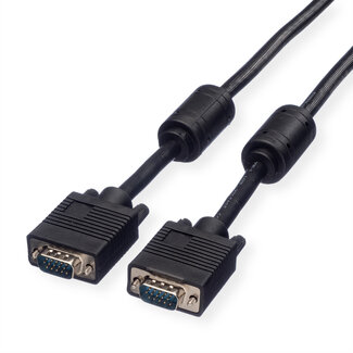 SECOMP STANDAARD SVGA-kabel HD15 + ferriet + DDC, M/M, zwart, 6 m