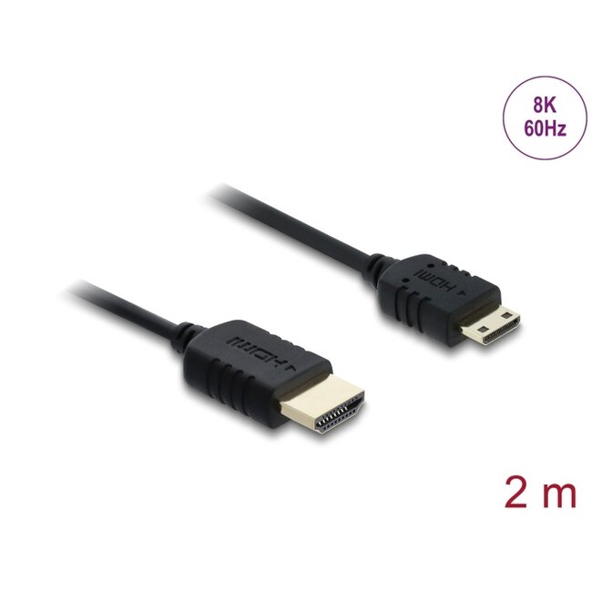 Delock Coaxial High Speed HDMI cable HDMI male to Mini HDMI male 8K 60 Hz 2 m