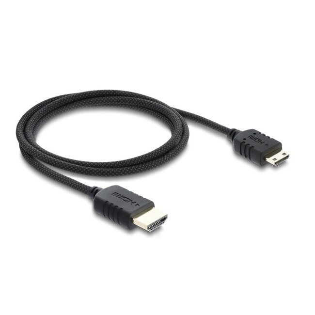 Delock Coaxial High Speed HDMI cable HDMI male to Mini HDMI male 8K 60 Hz with braided coating 1 m