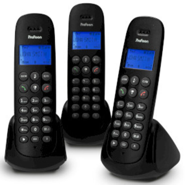 Draadloze telefoon met 3 handsets Zwart