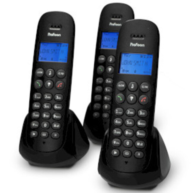 Draadloze telefoon met 3 handsets Zwart
