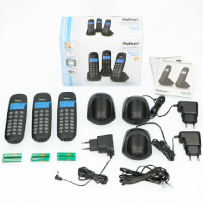 Draadloze telefoon met 3 handsets Zwart