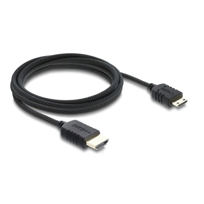 Delock Coaxial High Speed HDMI cable HDMI male to Mini HDMI male 8K 60 Hz with braided coating 2 m