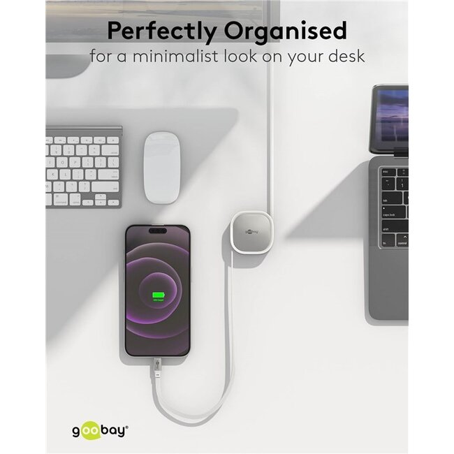 Goobay USB-C uittrekbare kabel | USB2.0 | 15W | wit | 1 meter