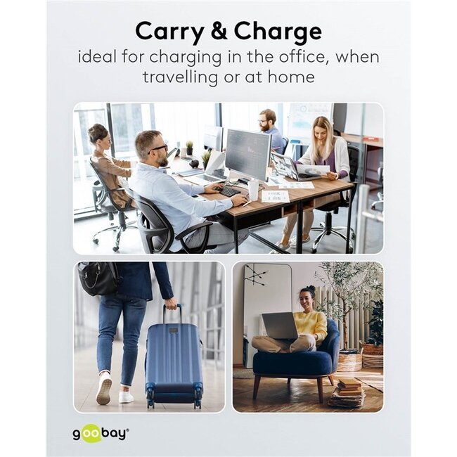 Goobay USB-C uittrekbare kabel | USB2.0 | 15W | wit | 1 meter