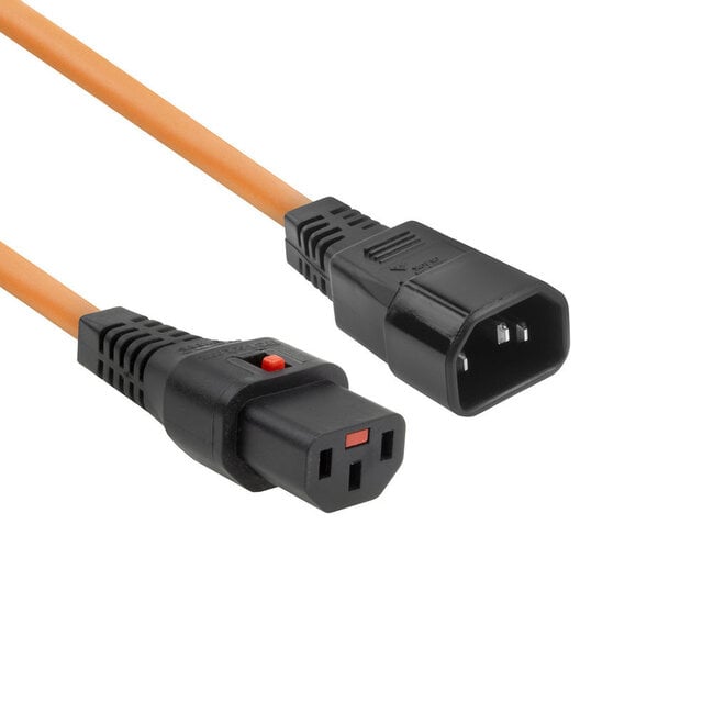 IEC Lock C13 - C14 stroomkabel voor UPS/PDU | 3x 1,00mm | oranje | 2 meter