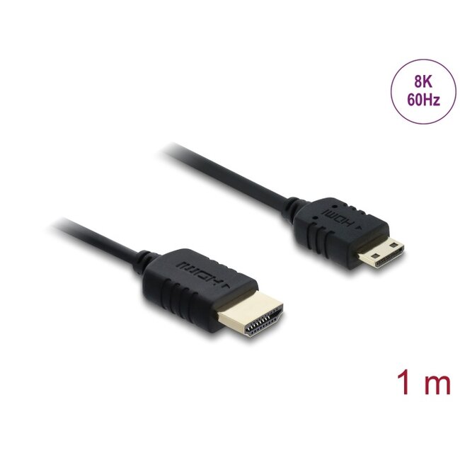 Delock Coaxial High Speed HDMI cable HDMI male to Mini HDMI male 8K 60 Hz 1 m