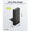 Goobay flat USB lader | USB-C PD + USB-A QC | GaN | 65W | zwart