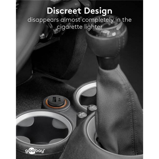 Goobay USB autolader | USB-C PD en USB-A QC | 27W