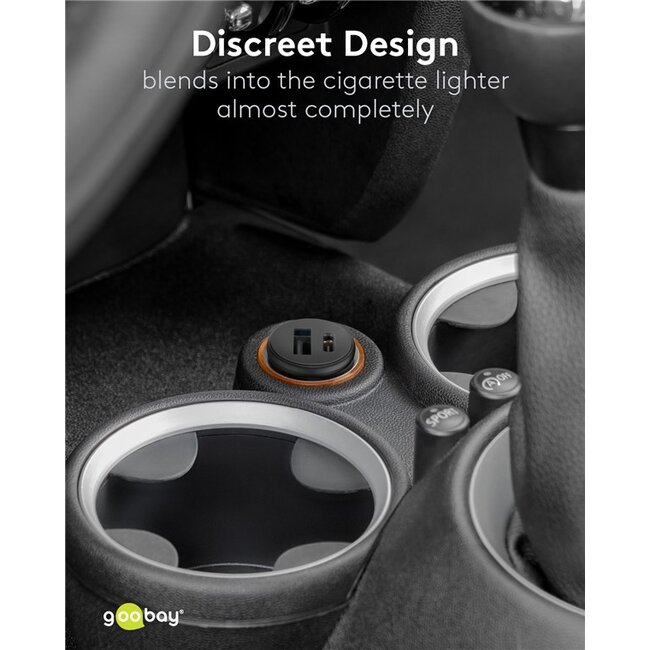 Goobay USB autolader | USB-C PD en USB-A QC | 45W