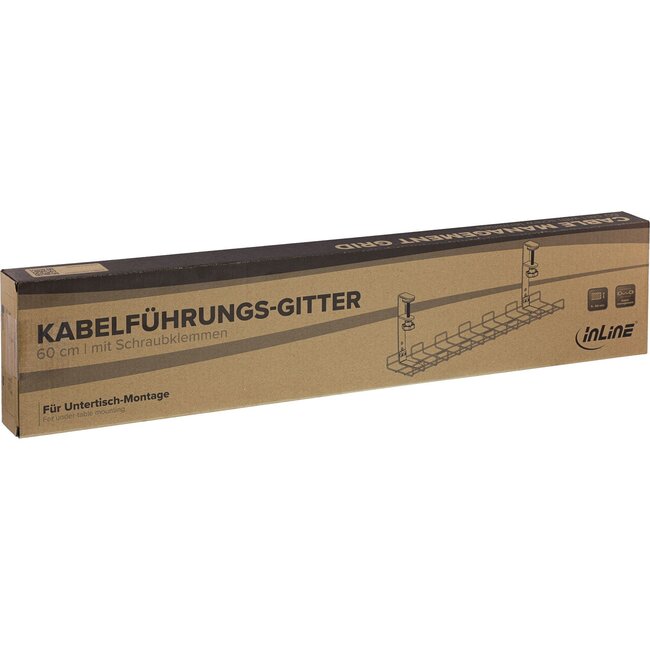 InLine bureau kabelgoot met klembevestiging | 60 x 14,8cm | zwart