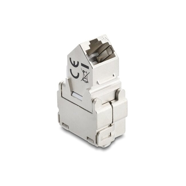 Delock Keystone Module RJ45 jack to LSA Cat.6A 45° angled connector, shielded, 180° cable routing tool-free metal