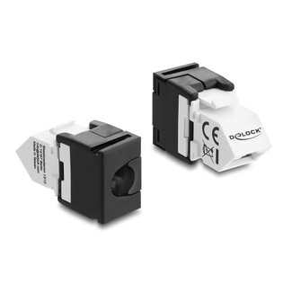 DeLOCK Delock Keystone Module RJ45 jack to LSA Cat.6 45° angled connector, unshielded black / white
