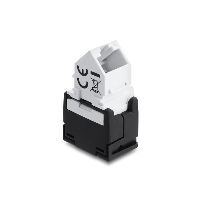 Delock Keystone Module RJ45 jack to LSA Cat.6 45° angled connector, unshielded black / white