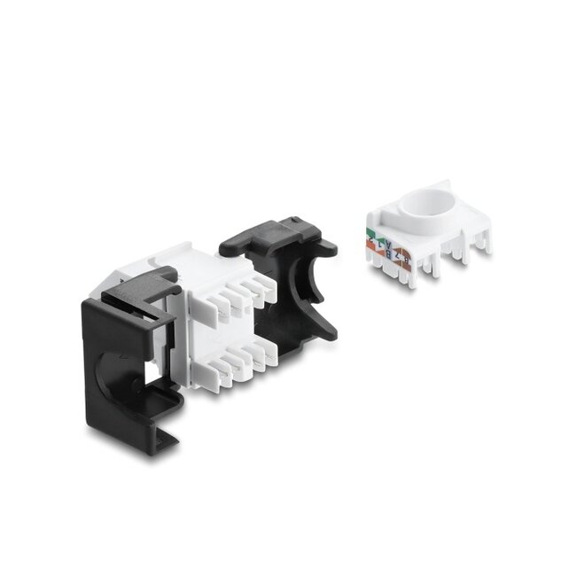 Delock Keystone Module RJ45 jack to LSA Cat.6 45° angled connector, unshielded black / white