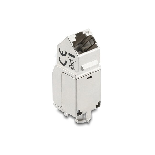 Delock Keystone Module RJ45 jack to LSA Cat.6A 45° angled connector, shielded, 90° cable routing tool-free metal