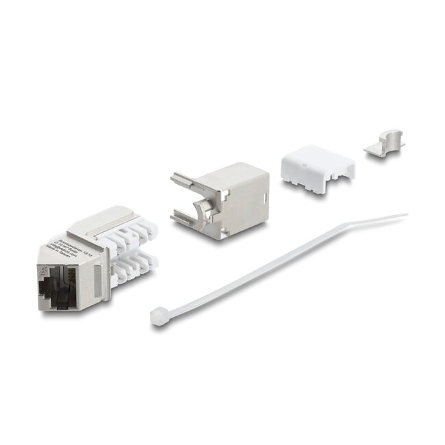 Delock Keystone Module RJ45 jack to LSA Cat.6A 45° angled connector, shielded, 90° cable routing tool-free metal