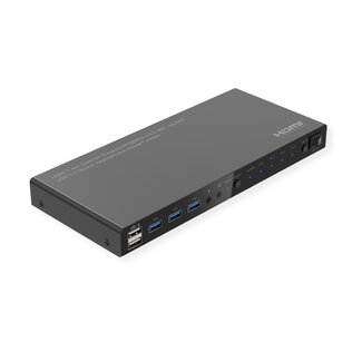 Roline ROLINE KVM-switch, HDMI 4K, USB, 1 gebruiker - 4 pc's, met 3-poorts USB-hub