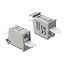 Delock RJ45 Coupler Cat.6A jack to jack with dust protection cap for DIN rail mounting, unshielded grey / white