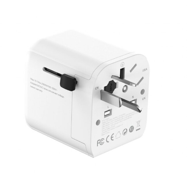 Gembird reisadapter met USB lader | USB-C PD + USB-A QC | GaN | 20W
