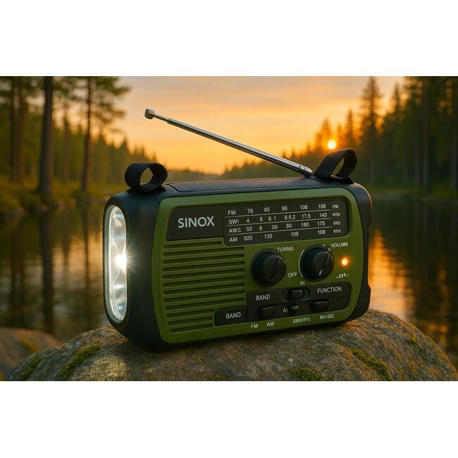 Sinox noodradio met zaklamp | AM/FM/SW, Bluetooth en USB/Micro SD