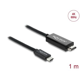 DeLOCK Delock Coaxial USB Type-C™ to HDMI cable (DP Alt Mode) 4K 60 Hz with braided coating 1 m