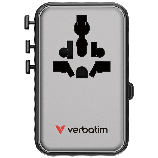 Verbatim CNT-100C/7 universele reisadapter | 2x USB-A + 3x USB-C | GaN | 100W | zwart