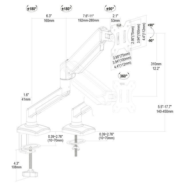 My Wall bureaubeugel | 1 monitor tot 32 inch | interactief | zwart