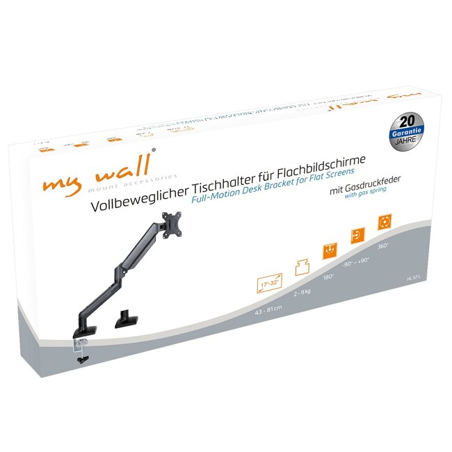 My Wall bureaubeugel | 1 monitor tot 32 inch | interactief | zwart